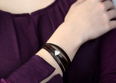 Online-Shop Eva Simon Schmuck Galerie Herz 925 silber Lederarmband