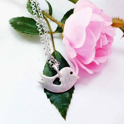 Vogel Anhänger Herz Silber