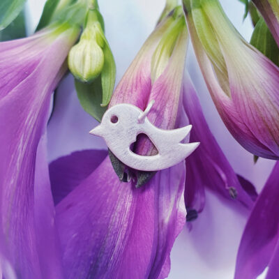 Vogel Anhänger Herz Silber